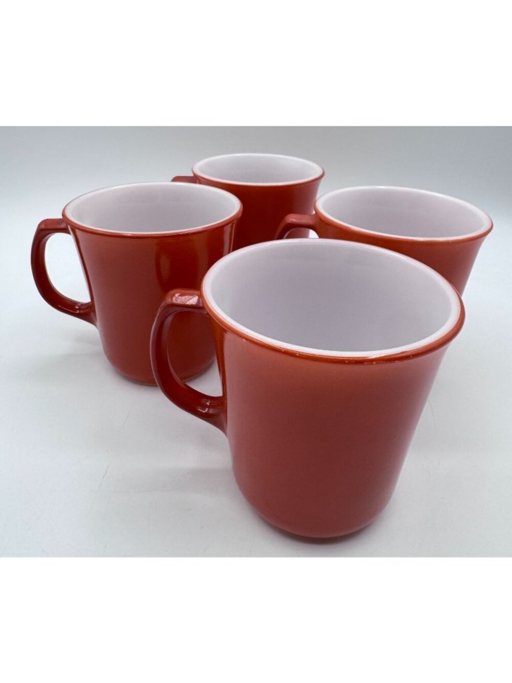 4 Vintage Pyrex Fireside Brown Milk Glass Coffee Mug Set of 4 Microwave Safe USA
